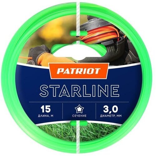 Леска Starline D3.0мм L15м 300-15-3 на пластиковой обойме блистерн. тип звезда зел. | код.805201066 | PATRIOT (8шт. в упак.)
