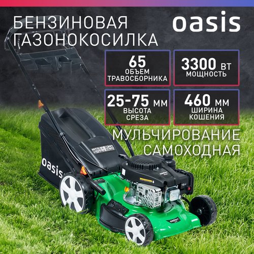 Газонокосилка бензиновая несамоходная для травы Oasis GBE-3,3 Eco, 3300 Вт, 4,5 л. с, 2800 об/мин